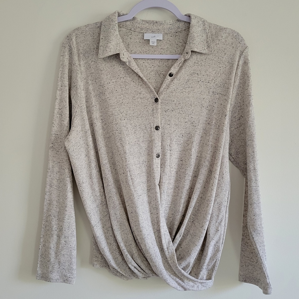 J.Jill Supima Cotton and Modal Blend Wrap Bottom‎ Polo Shirt Top Mp Like New